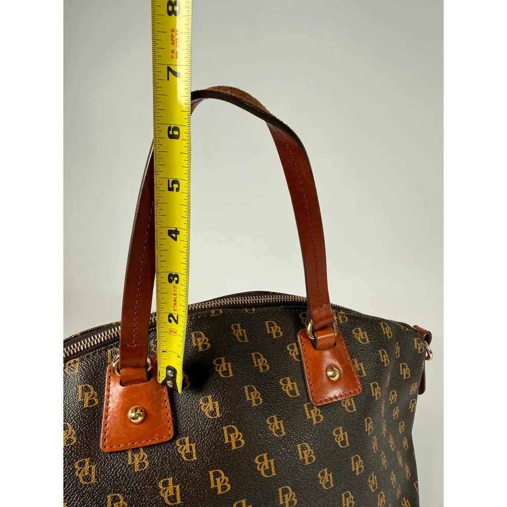 Dooney & Bourke Greta Greena Monogram Satchel Bag Brown Tmoro‎ Leather Trim